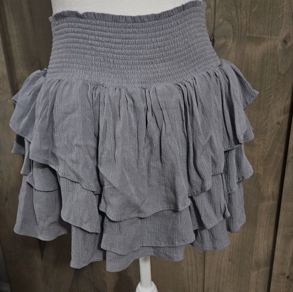 REWASH Mini Skirt High Waisted Skorts Ruffle In Blue. Size Small - Picture 5 of 13